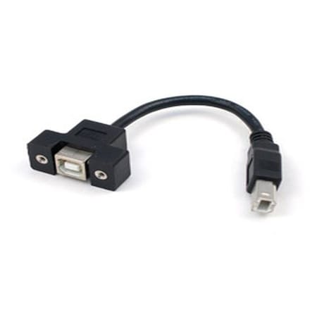 Antaira USB2.0 Cable, USB-B Male to USB-B Female with Locking Feature, 6 *Black, Panel Mount CB-USBB-USBB-15CM-K